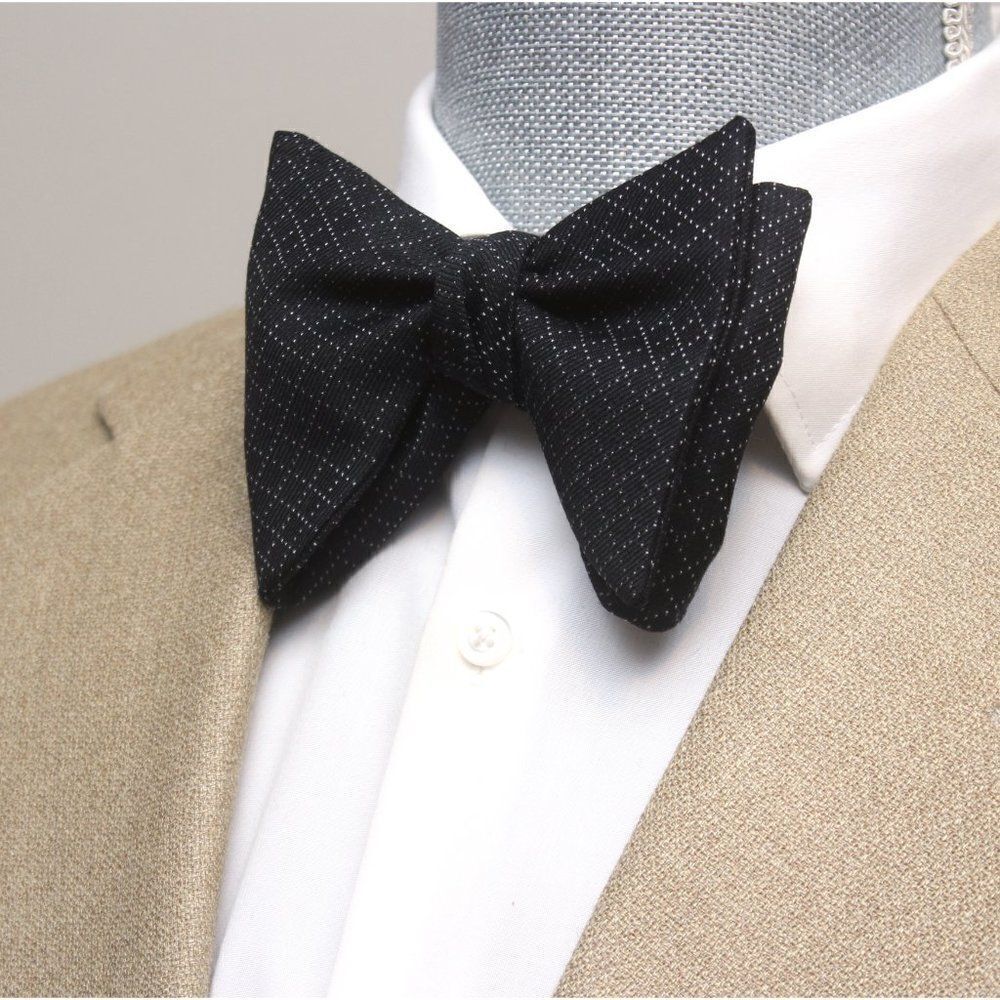 Men's Self tied Bow Tie Silk Bowtie Big Butterfly Bow tie‎ S619 Black Plaid